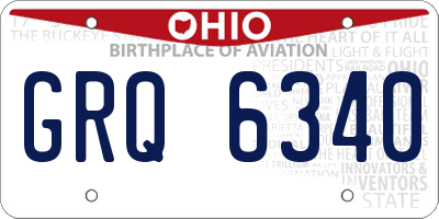 OH license plate GRQ6340