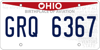 OH license plate GRQ6367