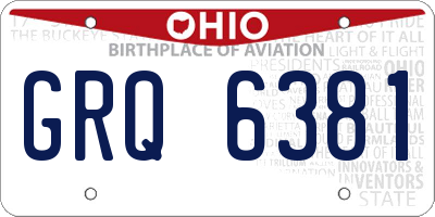 OH license plate GRQ6381
