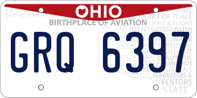 OH license plate GRQ6397