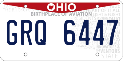 OH license plate GRQ6447
