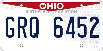 OH license plate GRQ6452