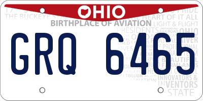 OH license plate GRQ6465