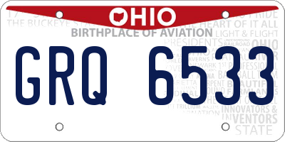 OH license plate GRQ6533