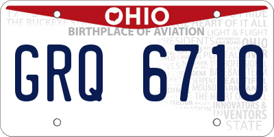 OH license plate GRQ6710