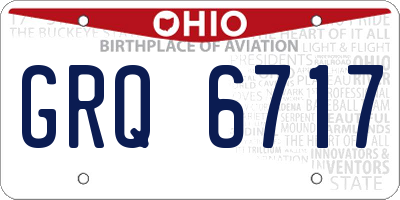 OH license plate GRQ6717