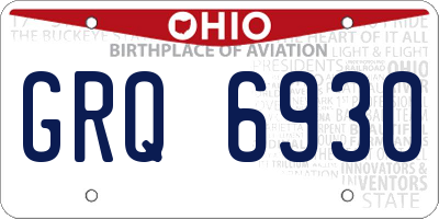 OH license plate GRQ6930