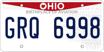 OH license plate GRQ6998