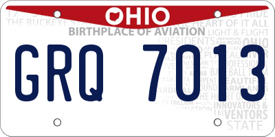 OH license plate GRQ7013