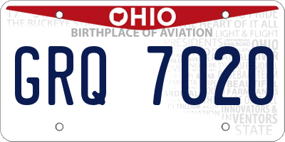OH license plate GRQ7020