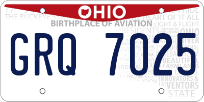 OH license plate GRQ7025