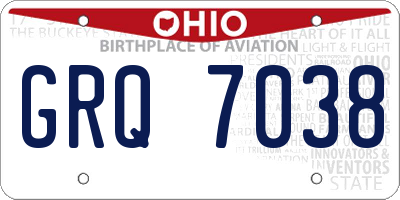OH license plate GRQ7038