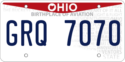 OH license plate GRQ7070