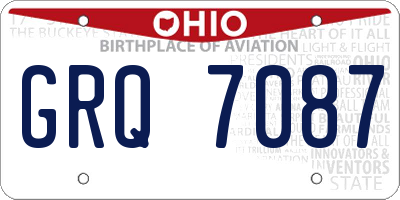 OH license plate GRQ7087