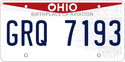 OH license plate GRQ7193