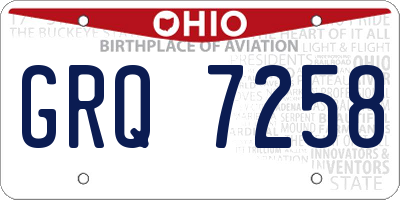 OH license plate GRQ7258