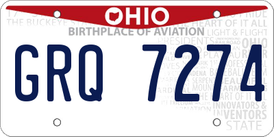 OH license plate GRQ7274