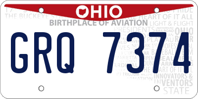 OH license plate GRQ7374