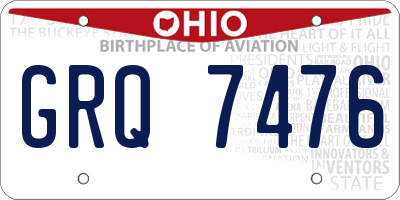OH license plate GRQ7476