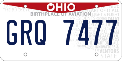 OH license plate GRQ7477