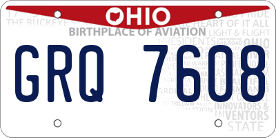 OH license plate GRQ7608