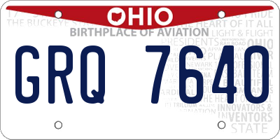 OH license plate GRQ7640