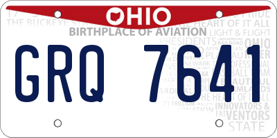 OH license plate GRQ7641