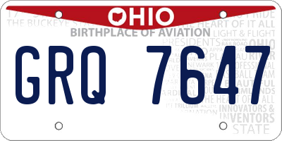 OH license plate GRQ7647
