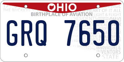 OH license plate GRQ7650