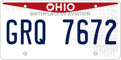OH license plate GRQ7672