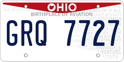 OH license plate GRQ7727