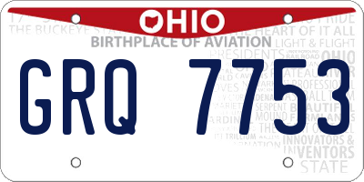 OH license plate GRQ7753