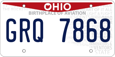 OH license plate GRQ7868