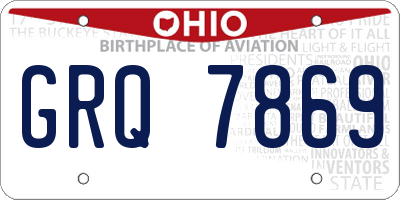OH license plate GRQ7869