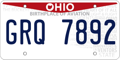 OH license plate GRQ7892