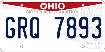OH license plate GRQ7893