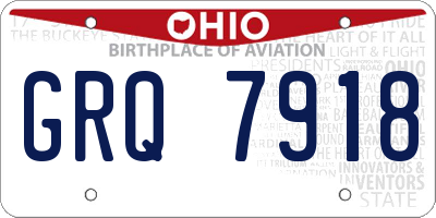 OH license plate GRQ7918