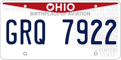 OH license plate GRQ7922