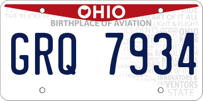 OH license plate GRQ7934
