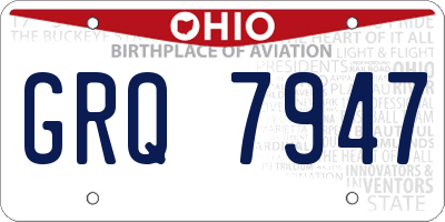 OH license plate GRQ7947