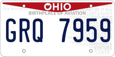 OH license plate GRQ7959