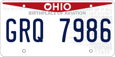 OH license plate GRQ7986