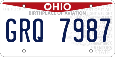 OH license plate GRQ7987