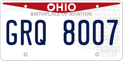 OH license plate GRQ8007