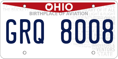 OH license plate GRQ8008