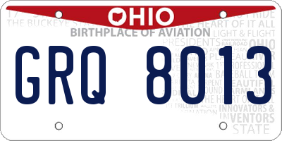 OH license plate GRQ8013