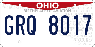 OH license plate GRQ8017