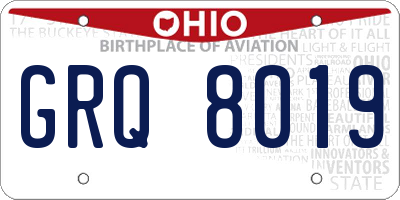 OH license plate GRQ8019