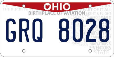OH license plate GRQ8028