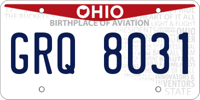 OH license plate GRQ8031